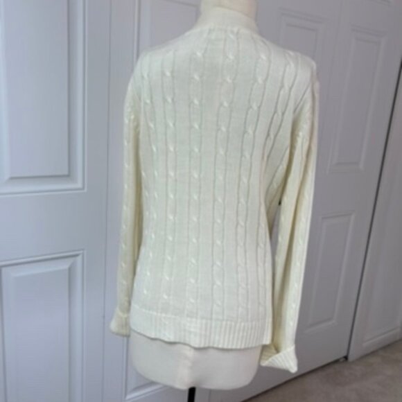 Sears cable knit cardigan cream Grandpa Sweater - Picture 4 of 13
